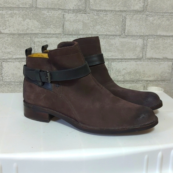 Bussola Sevilla Charcoal Suede Ankle Bootie With Ankle Buckle - Picture 1 of 7